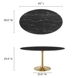 Lippa 60" Oval Artificial Marble Dining Table by Lefancy