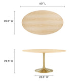 Lippa 60" Oval Wood Grain Dining Table by Lefancy