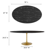 Lippa 78" Oval Artificial Marble Dining Table by Lefancy