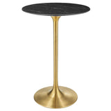 Lippa 28" Round Artificial Marble Bar Table by Lefancy