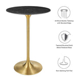 Lippa 28" Round Artificial Marble Bar Table by Lefancy