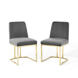 Amplify Sled Base Performance Velvet Dining Chairs Set of 2 by Lefancy