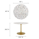 Lippa 40" Round Terrazzo Dining Table by Lefancy