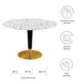 Zinque 47" Round Terrazzo Dining Table by Lefancy