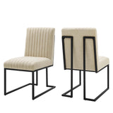 Indulge Channel Tufted Fabric Dining Chairs Set of 2 by Lefancy