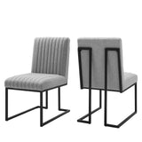 Indulge Channel Tufted Fabric Dining Chairs Set of 2 by Lefancy