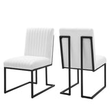 Indulge Channel Tufted Fabric Dining Chairs Set of 2 by Lefancy