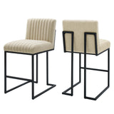 Indulge Channel Tufted Fabric Counter Stools Set of 2 by Lefancy