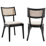 Caledonia Fabric Upholstered Wood Dining Chair Set of 2 by Lefancy