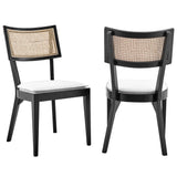 Caledonia Fabric Upholstered Wood Dining Chair Set of 2 by Lefancy