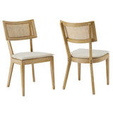 Caledonia Fabric Upholstered Wood Dining Chair Set of 2 by Lefancy