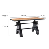 Genuine 60" Crank Adjustable Height Dining Table and Computer Desk by Lefancy