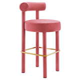 Toulouse Performance Velvet Bar Stool by Lefancy