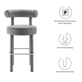 Toulouse Performance Velvet Bar Stool by Lefancy