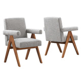 Lyra Boucle Fabric Dining Room Chair Set of 2 by Lefancy