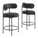 Albie Boucle Fabric Counter Stools Set of 2 by Lefancy