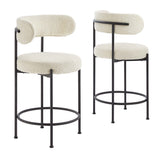 Albie Boucle Fabric Counter Stools Set of 2 by Lefancy