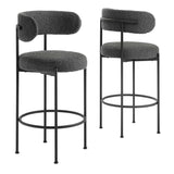 Albie Boucle Fabric Bar Stools Set of 2 by Lefancy