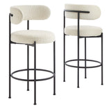 Albie Boucle Fabric Bar Stools Set of 2 by Lefancy