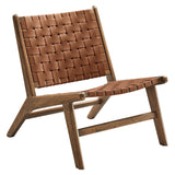 Saoirse Leather Wood Accent Lounge Chair by Lefancy