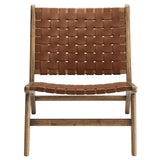 Saoirse Leather Wood Accent Lounge Chair by Lefancy