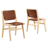 Saoirse Leather Wood Dining Side Chair Set of 2 by Lefancy