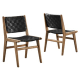 Saoirse Leather Wood Dining Side Chair Set of 2 by Lefancy