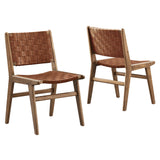 Saoirse Leather Wood Dining Side Chair Set of 2 by Lefancy