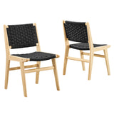 Saoirse Woven Rope Wood Dining Side Chair Set of 2 by Lefancy