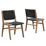 Saoirse Woven Rope Wood Dining Side Chair Set of 2 by Lefancy