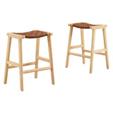 Saoirse Faux Leather Wood Counter Stool Set of 2 by Lefancy