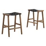 Saoirse Faux Leather Wood Counter Stool Set of 2 by Lefancy