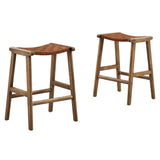 Saoirse Faux Leather Wood Counter Stool Set of 2 by Lefancy