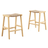 Saoirse Woven Rope Wood Counter Stool Set of 2 by Lefancy