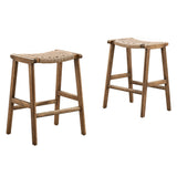 Saoirse Woven Rope Wood Counter Stool Set of 2 by Lefancy