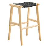 Saoirse Woven Rope Wood Bar Stool Set of 2 by Lefancy