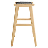 Saoirse Woven Rope Wood Bar Stool Set of 2 by Lefancy