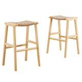 Saoirse Woven Rope Wood Bar Stool Set of 2 by Lefancy