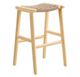 Saoirse Woven Rope Wood Bar Stool Set of 2 by Lefancy