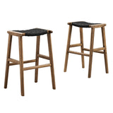 Saoirse Woven Rope Wood Bar Stool Set of 2 by Lefancy