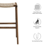 Saoirse Woven Rope Wood Bar Stool Set of 2 by Lefancy