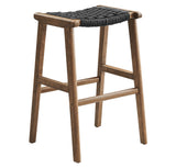 Saoirse Woven Rope Wood Bar Stool Set of 2 by Lefancy