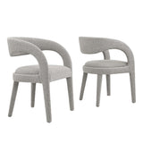 Pinnacle Boucle Upholstered Dining Chair Set of 2 by Lefancy