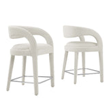 Pinnacle Boucle Upholstered Counter Stool Set of 2 by Lefancy