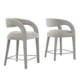 Pinnacle Boucle Upholstered Counter Stool Set of 2 by Lefancy