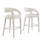 Pinnacle Boucle Upholstered Bar Stool Set of 2 by Lefancy