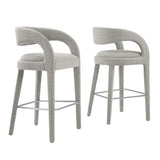 Pinnacle Boucle Upholstered Bar Stool Set of 2 by Lefancy