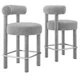 Toulouse Boucle Fabric Counter Stool Set of 2 by Lefancy