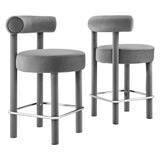 Toulouse Performance Velvet Counter Stool Set of 2 by Lefancy