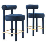 Toulouse Performance Velvet Counter Stool Set of 2 by Lefancy